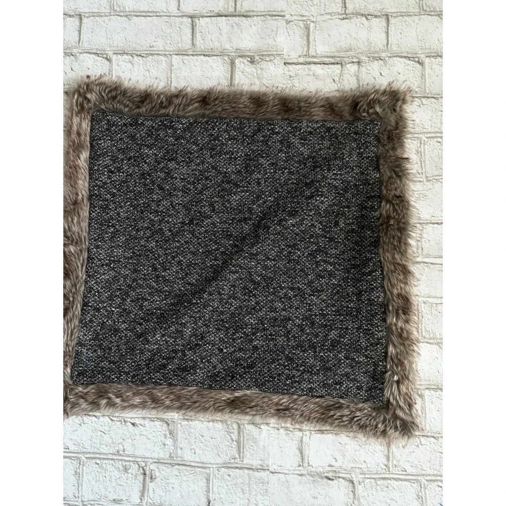Newport Fur Lined‎ Accent Throw Pillow Covers Black And Gray Lot Of 3 20 X 20